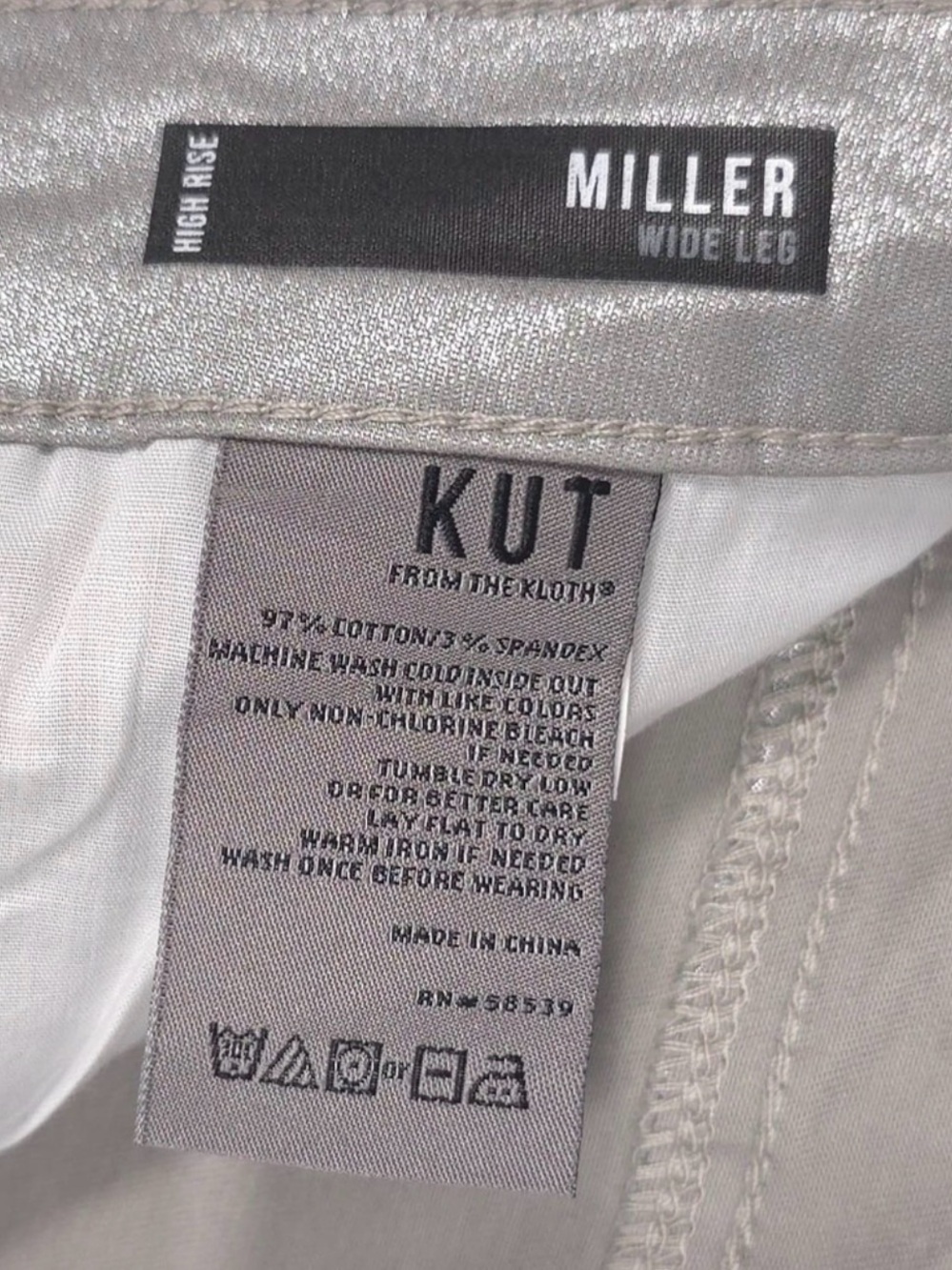 Kut from the Kloth Miller Wide Leg Jeans - Silver - New with tags